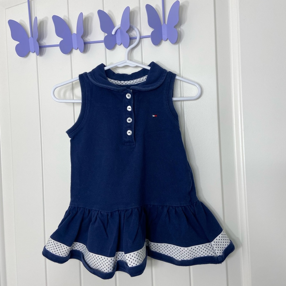 EUC Tommy Hilfiger baby girl’s navy collared sleeveless golf dress 18 months - Picture 1 of 7